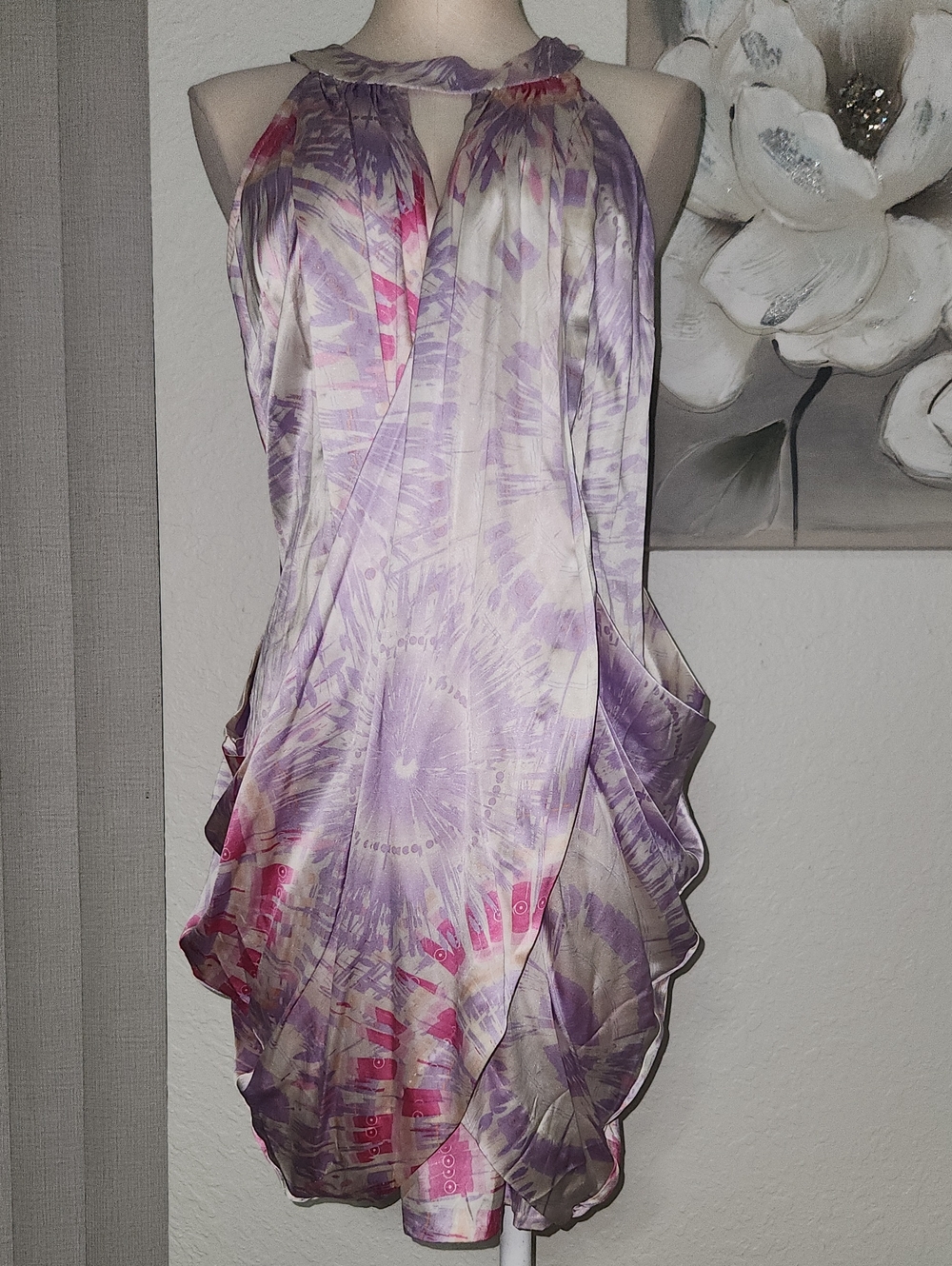 Sleeveless Lavender Tie-Dye Halter Dress
